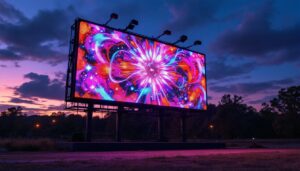 A photograph of the vibrant led display at the ashland drive-in