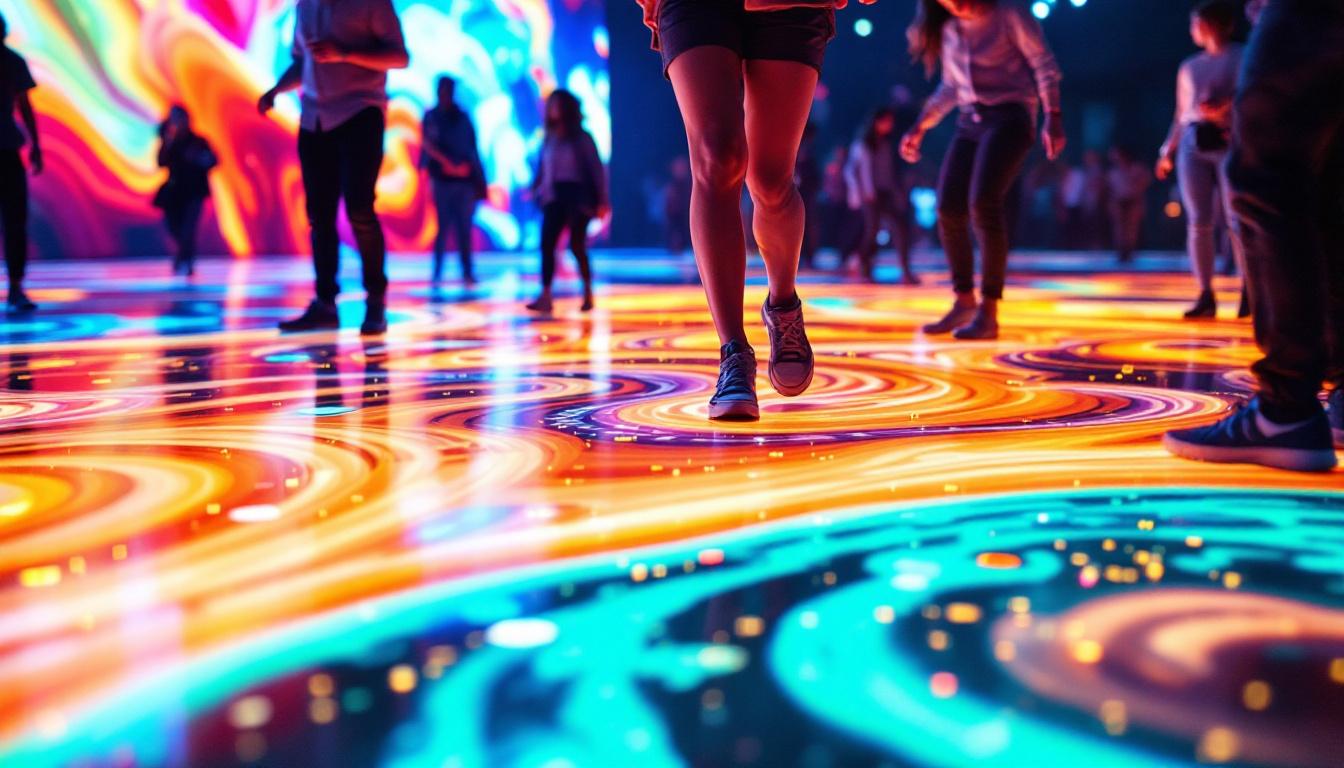 A photograph of a vibrant led screen floor in action