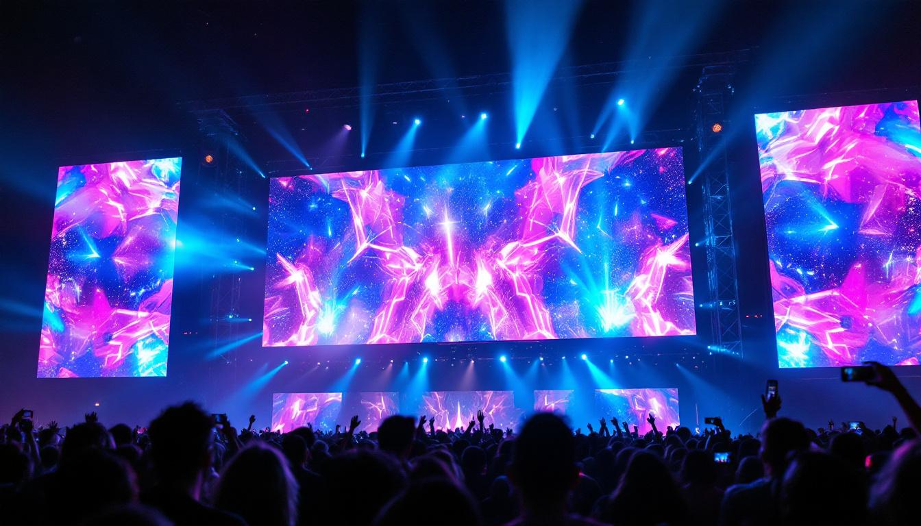 A photograph of a vibrant led display in action