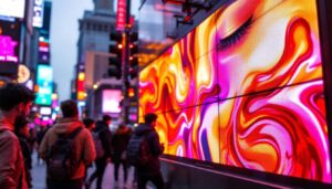 A photograph of a vibrant outdoor led display in use