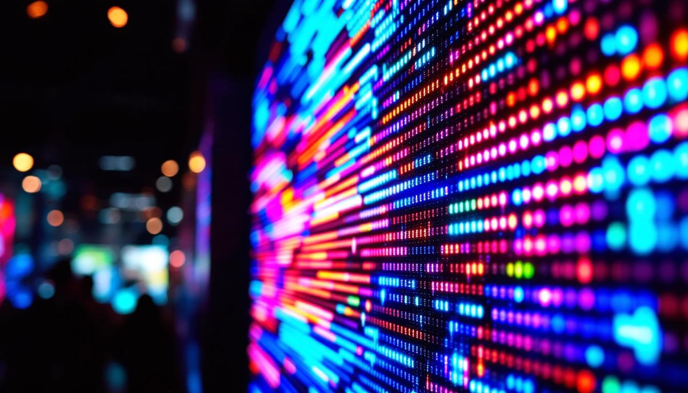 A photograph of capture a photograph of a vibrant led display in action