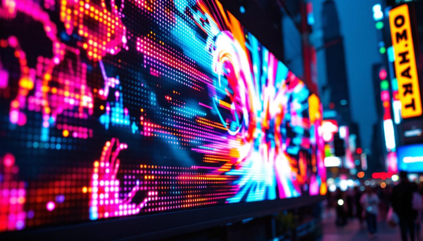 A photograph of a vibrant led display in use