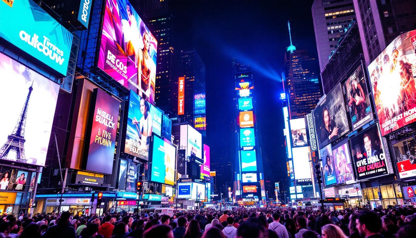 A photograph of capture a photograph of the vibrant led display in times square at night