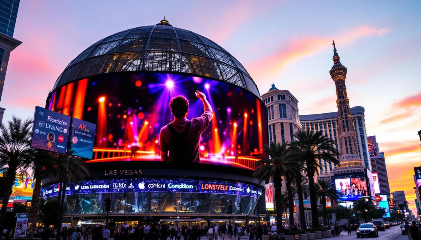 A photograph of the las vegas dome screen in action