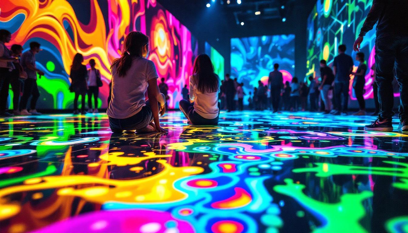 A photograph of a vibrant led floor display in action