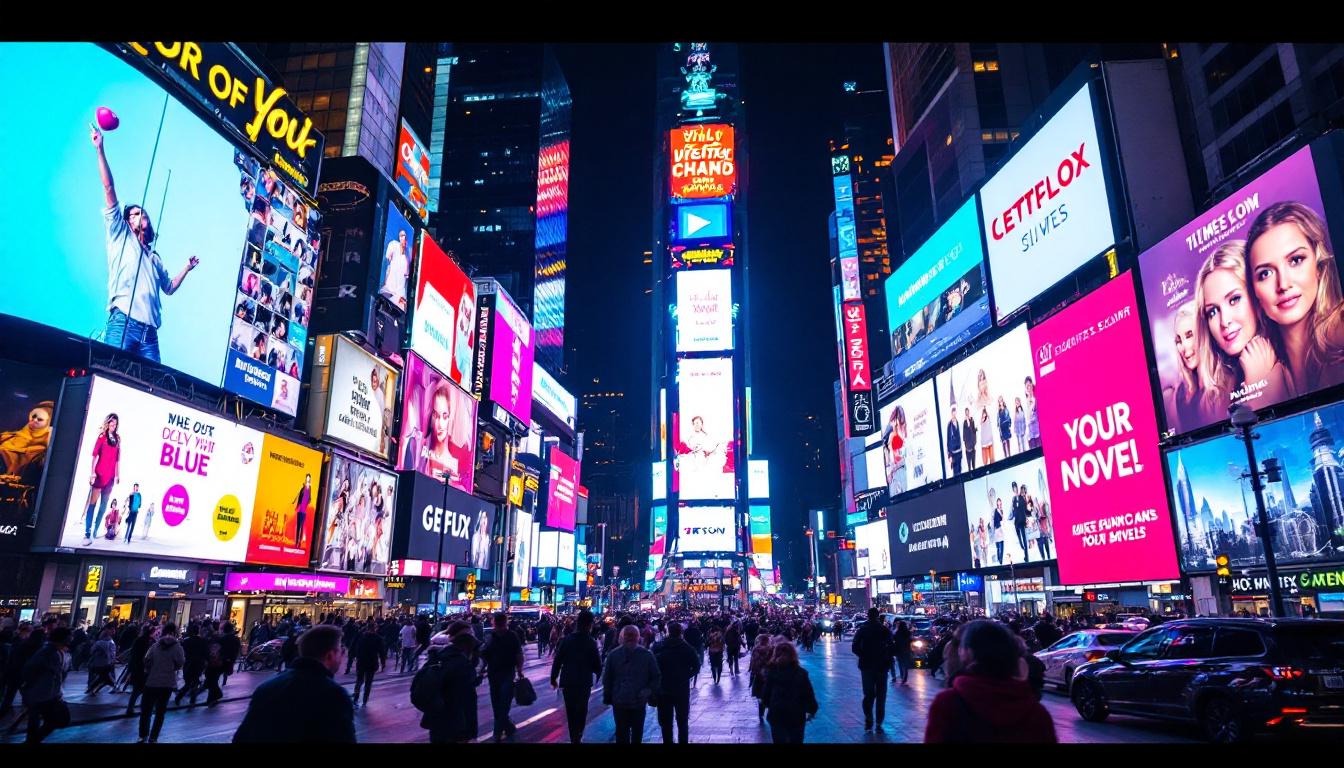 A photograph of capture a photograph of the vibrant led displays in times square at night