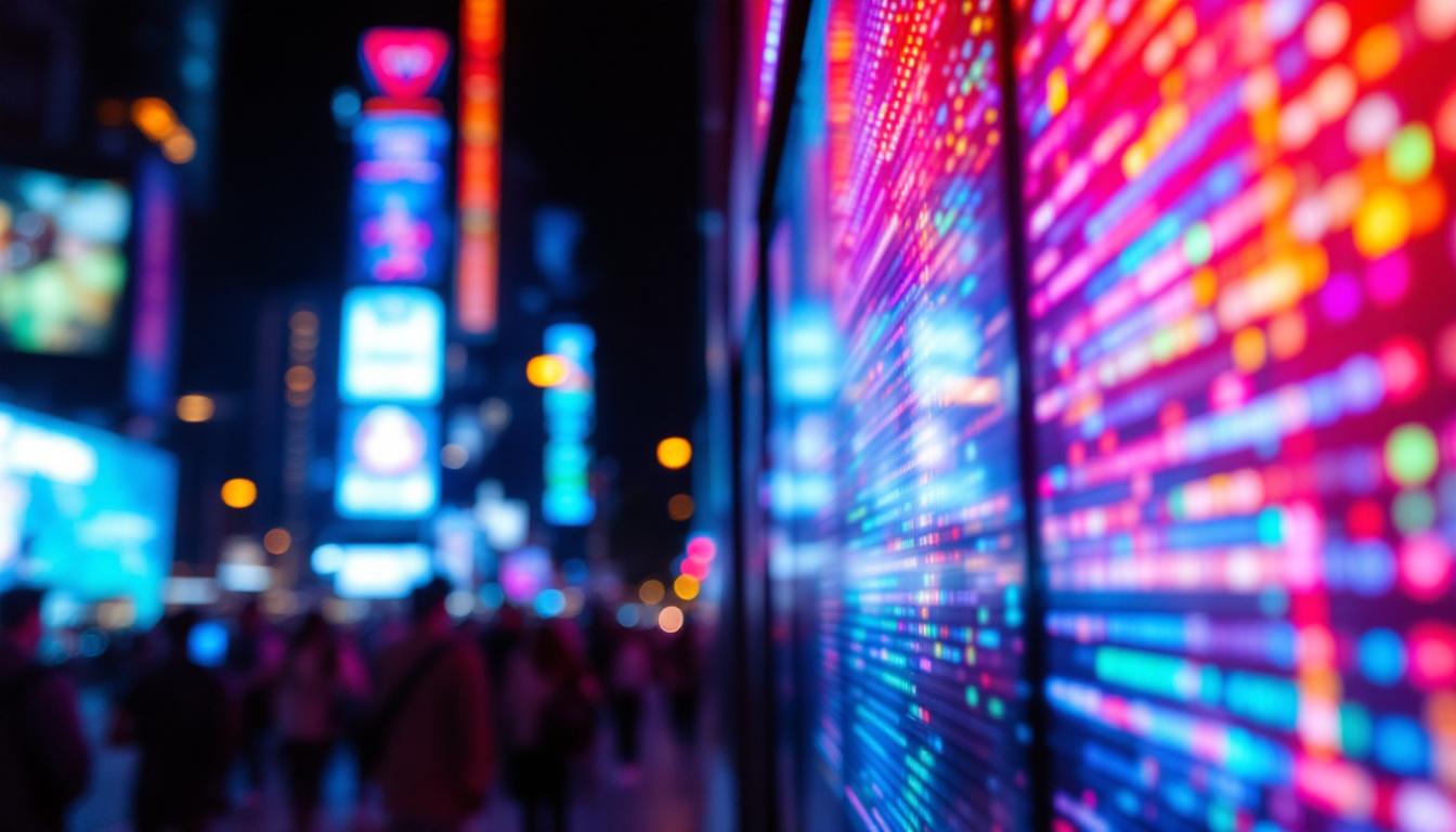 A photograph of a vibrant led display in action