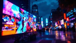 A photograph of a vibrant led display module in action