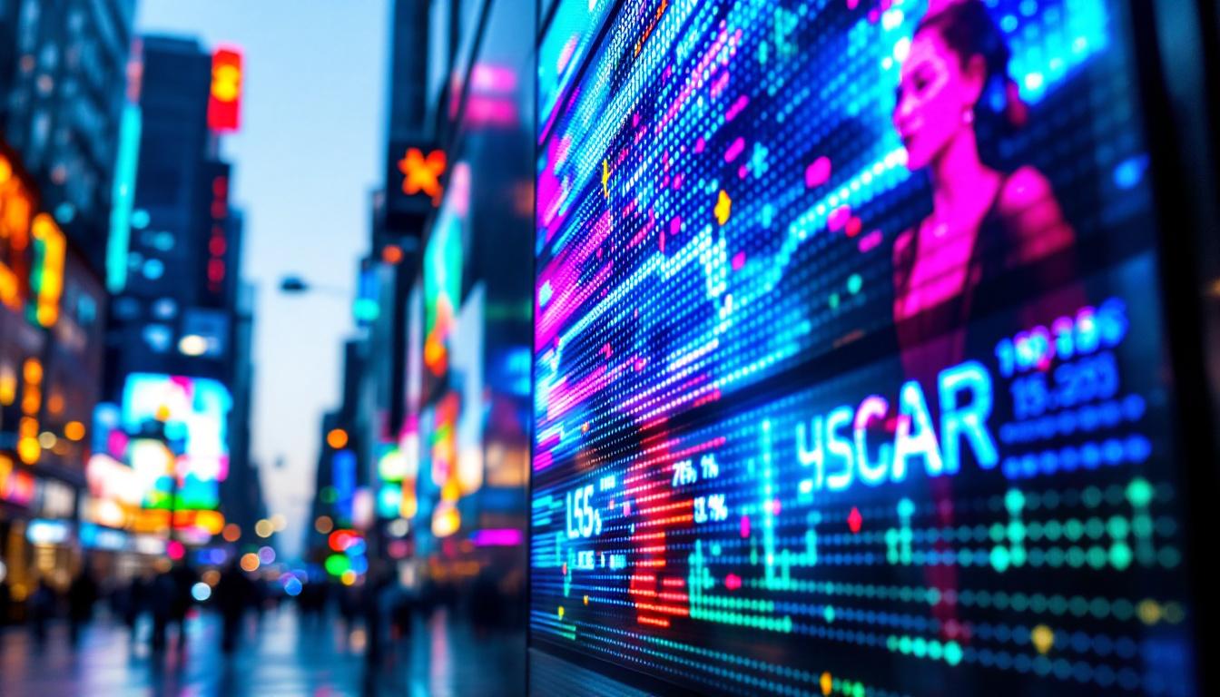 A photograph of a vibrant led display in an urban setting