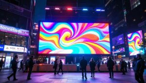 A photograph of a vibrant led billboard in an urban setting