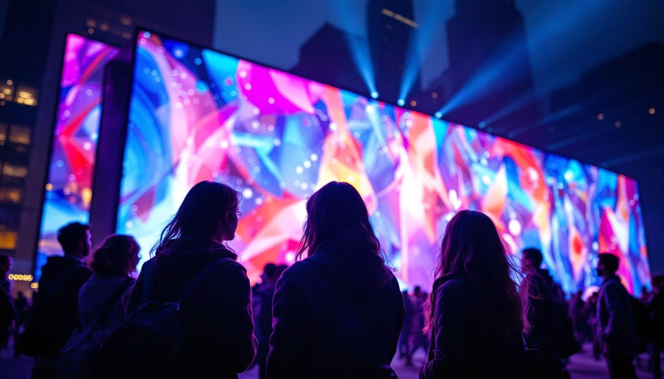 A photograph of a vibrant led display in action
