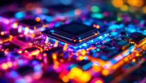 A photograph of a close-up shot of an lcd screen displaying vibrant colors and intricate details