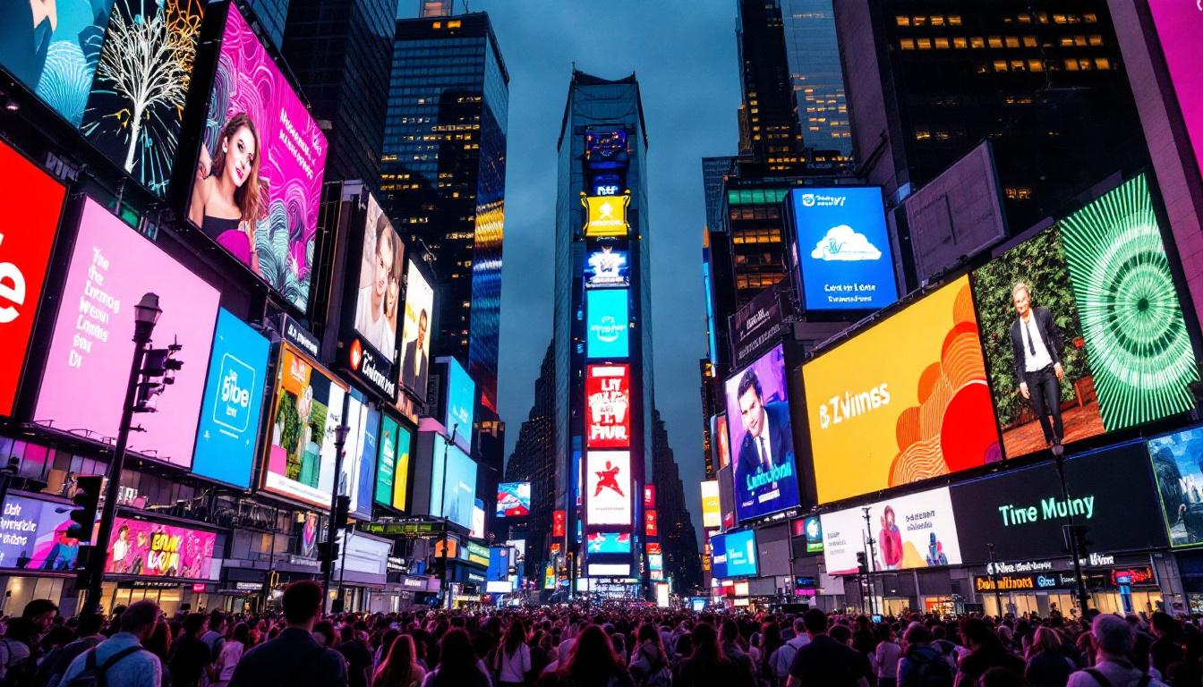 A photograph of capture a photograph of the vibrant led displays in times square