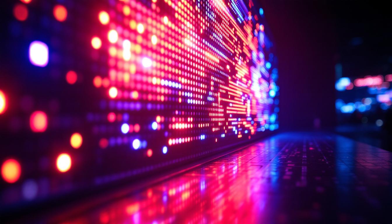 A photograph of a vibrant led display in action