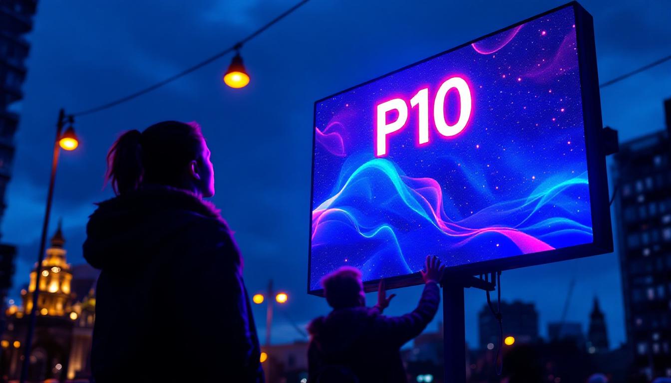 A photograph of a vibrant p10 outdoor led panel in action