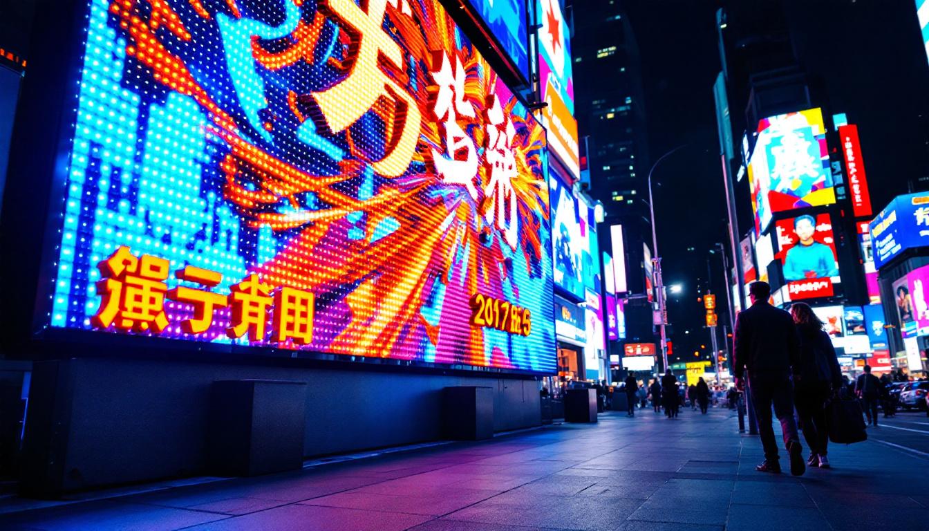 A photograph of a vibrant outdoor led display in action