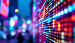 A photograph of capture a photograph of a vibrant led display in action