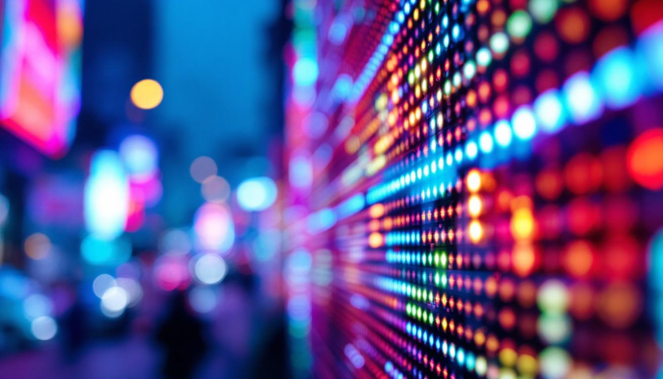 A photograph of capture a photograph of a vibrant led display in action