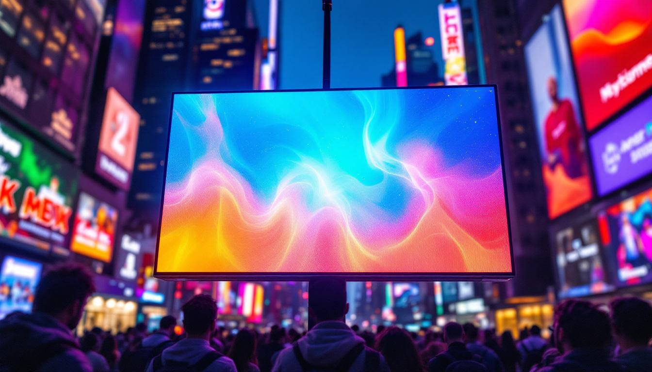 A photograph of a vibrant led display in action