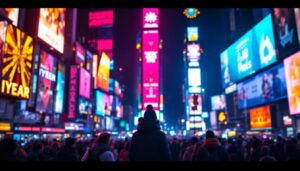 A photograph of capture a photograph of the bustling times square at night