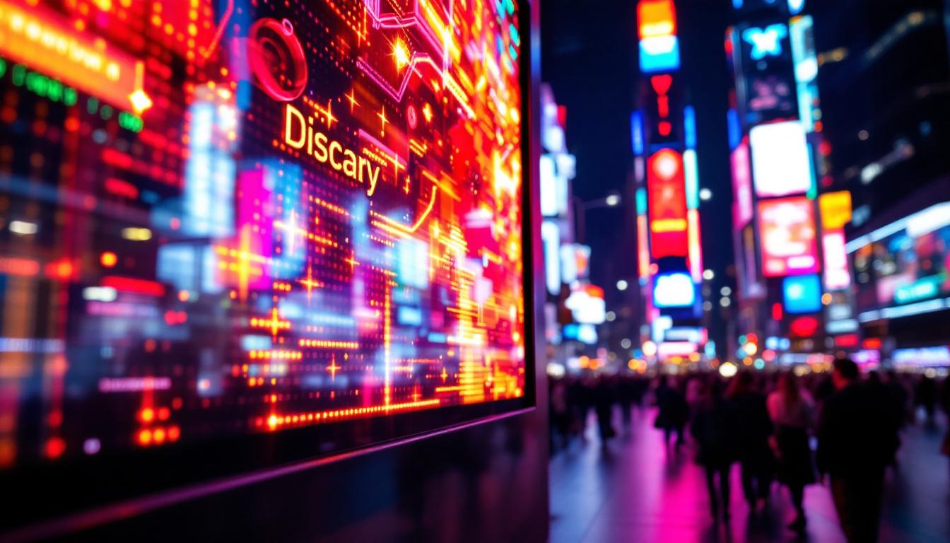 A photograph of a vibrant led display in action