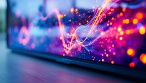 A photograph of a close-up of an led display screen showing vibrant colors and clear images