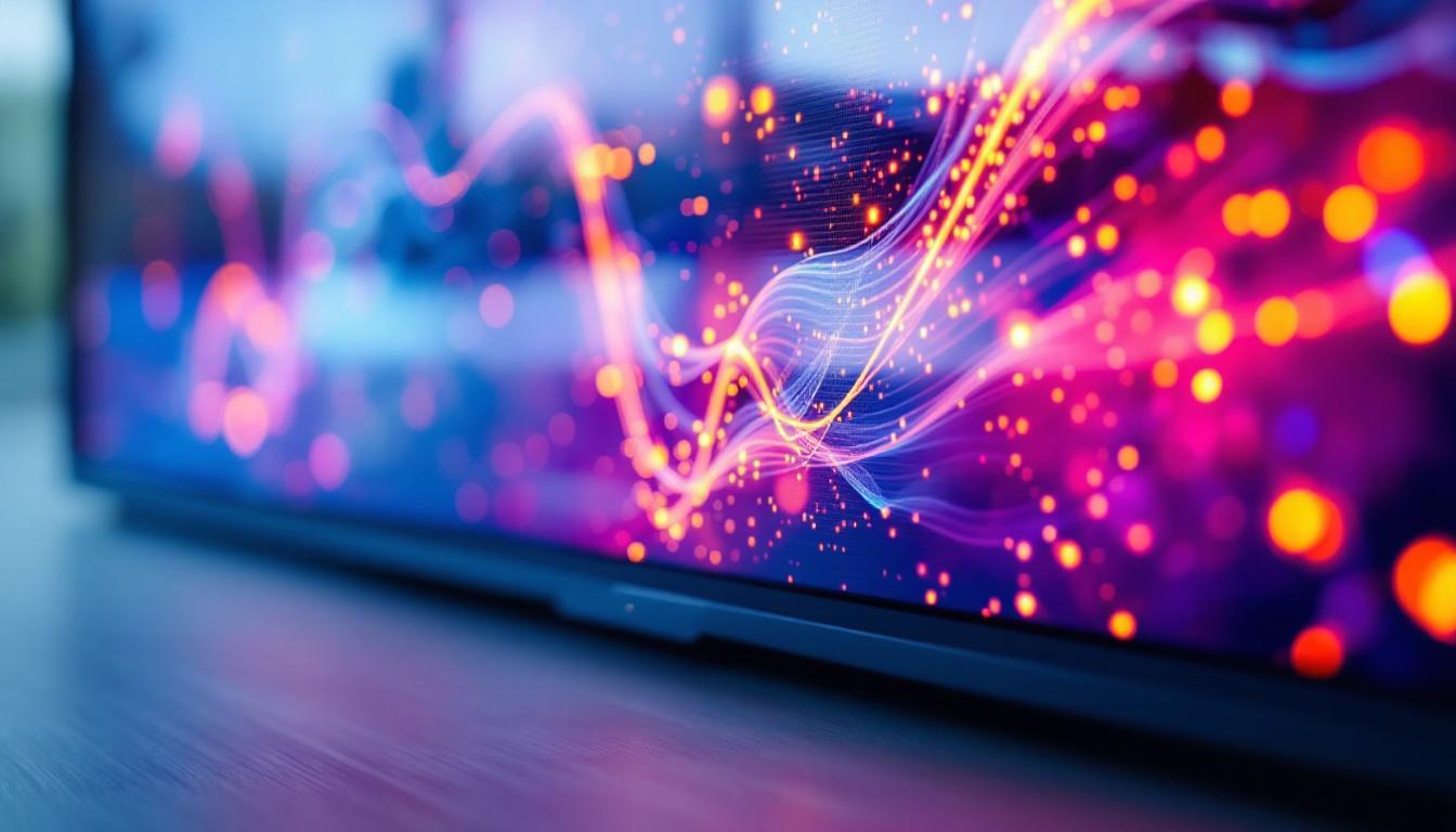 A photograph of a close-up of an led display screen showing vibrant colors and clear images