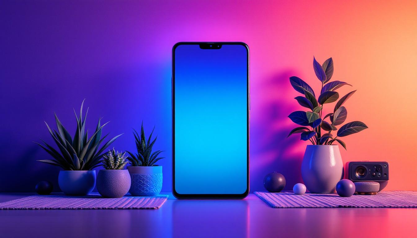 A photograph of a large mobile phone prominently displaying its vibrant led screen