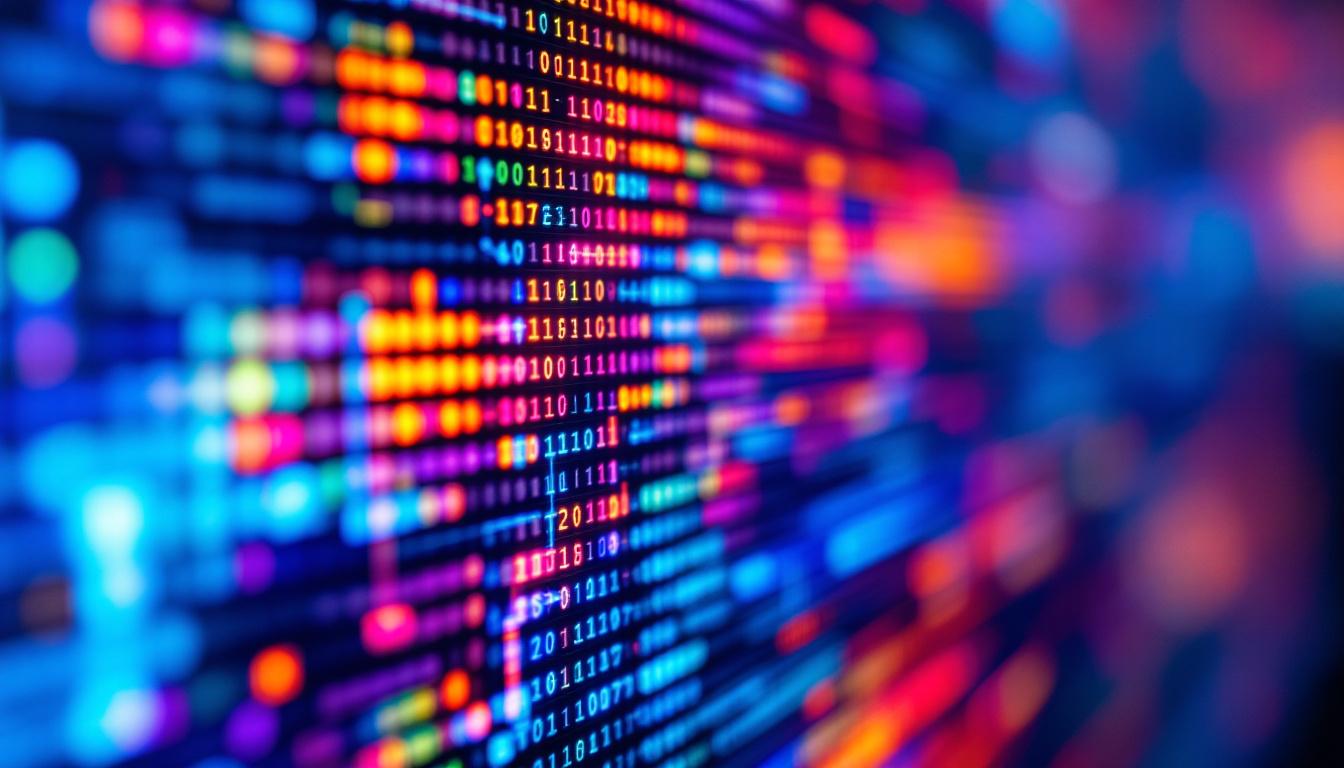 A photograph of a close-up of a vibrant led display showcasing a range of colors and contrast