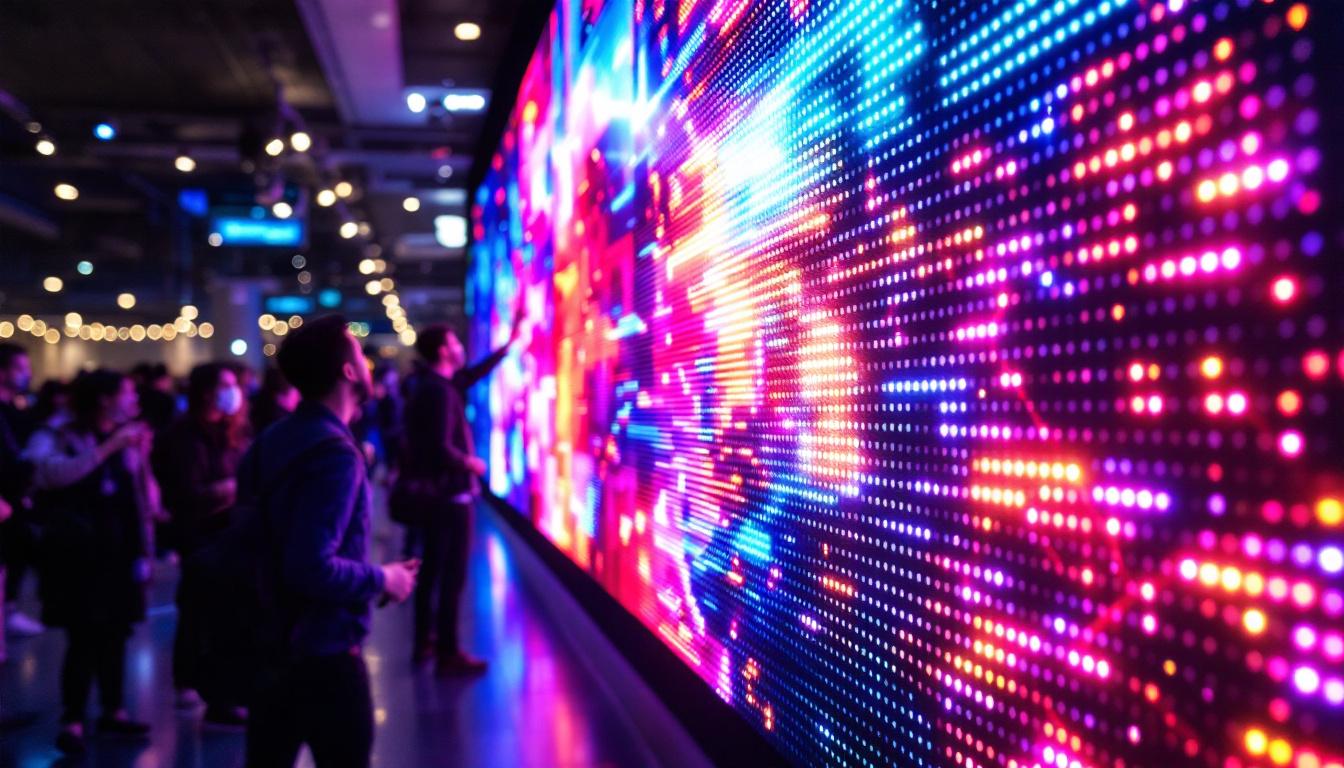 A photograph of a vibrant led display in action