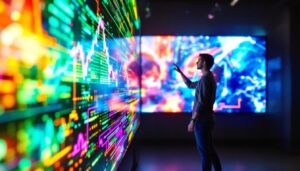 A photograph of a vibrant led display in use