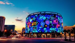 A photograph of capture a photograph of the iconic round building in las vegas