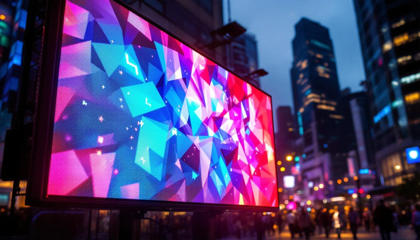 A photograph of a vibrant led display in action