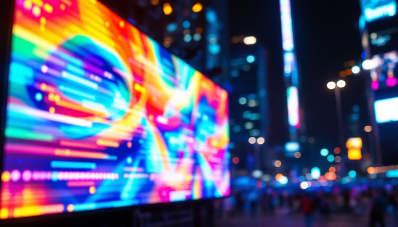 A photograph of a vibrant led display in action