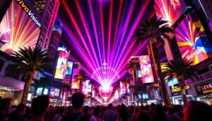 A photograph of the stunning viva vision light show at fremont street