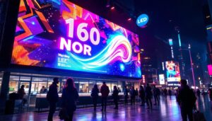A photograph of a vibrant led digital sign in an urban setting