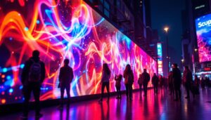 A photograph of capture a photograph of a vibrant led display in action