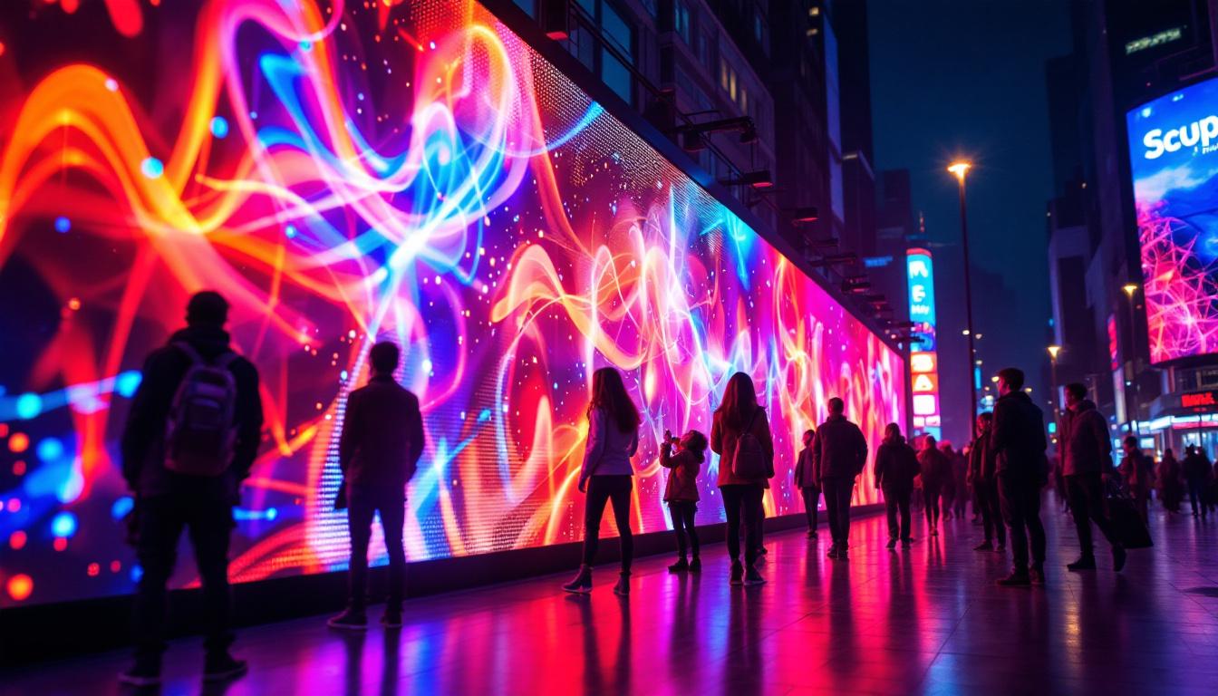 A photograph of capture a photograph of a vibrant led display in action