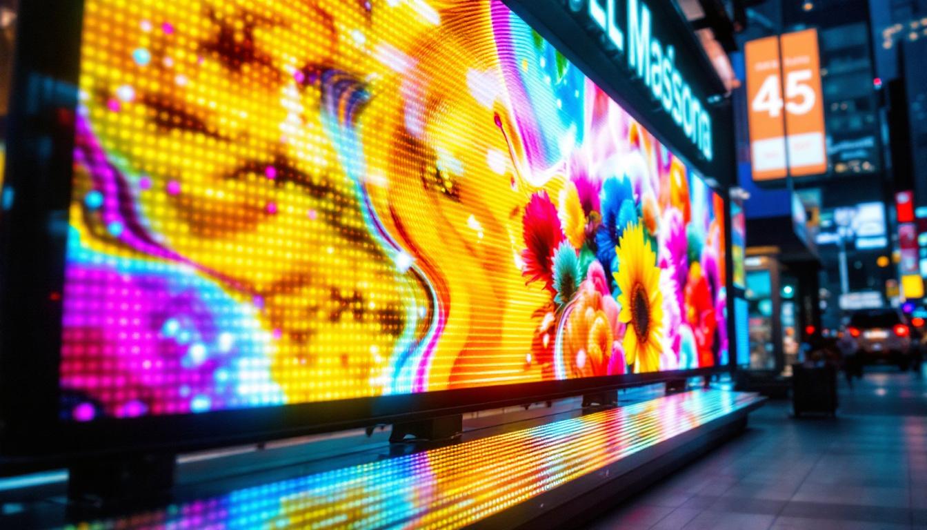 A photograph of a vibrant led display in action
