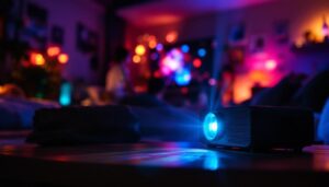 A photograph of a vibrant led projector in action
