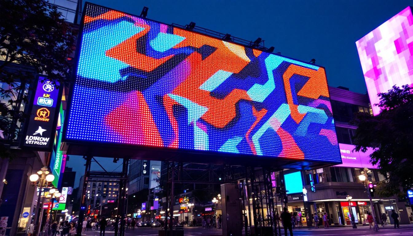 A photograph of a vibrant led display in action