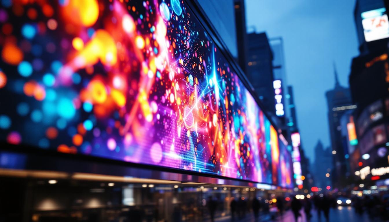 A photograph of a vibrant led display in action
