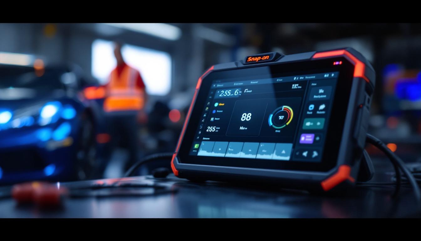 A photograph of capture a close-up shot of the snap-on pro-link edge's led display in action