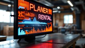 A photograph of a close-up of a high-quality led display showcasing a planer rental service