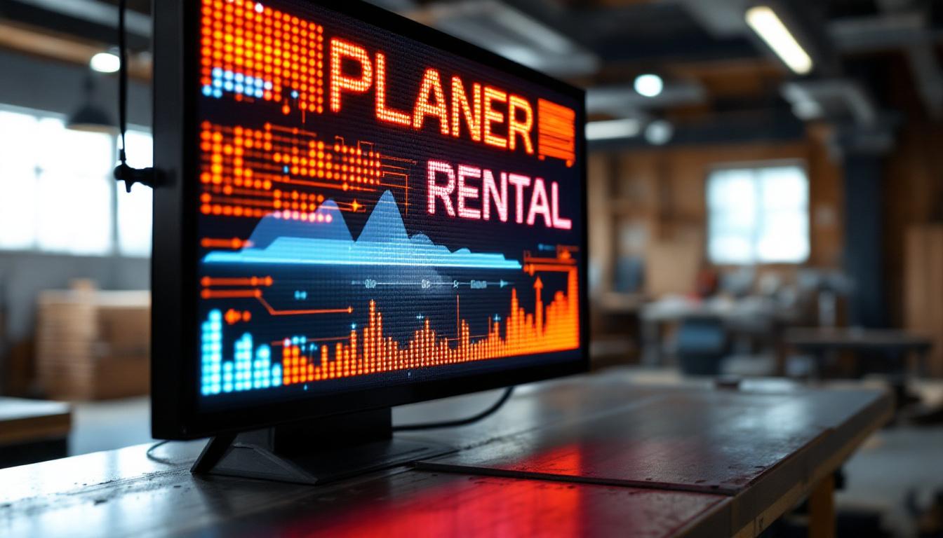 A photograph of a close-up of a high-quality led display showcasing a planer rental service