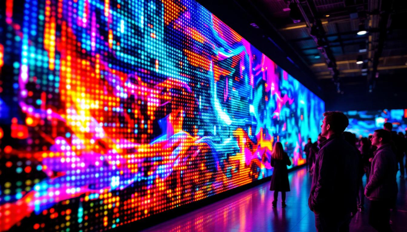 A photograph of capture a photograph of a vibrant led display in action