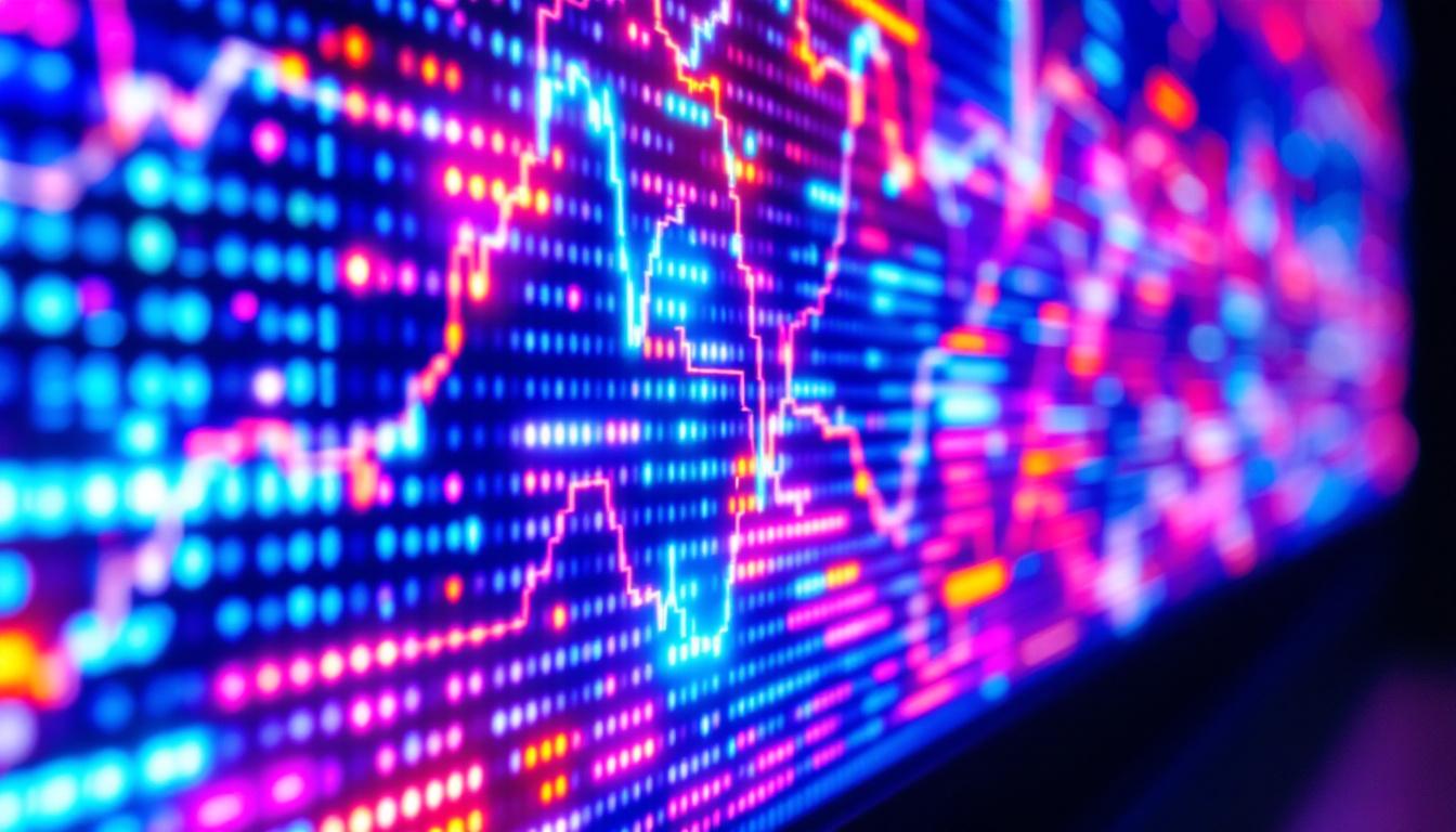A photograph of a vibrant led display showcasing dynamic visuals