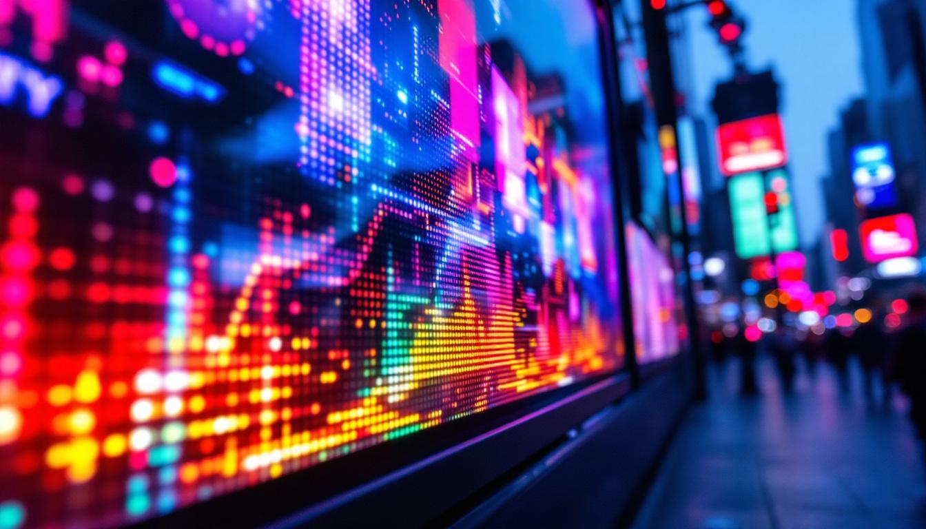 A photograph of a vibrant led display in action