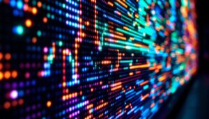 A photograph of capture a photograph of a vibrant led display showcasing dynamic visuals or graphics