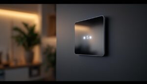 A photograph of a sleek touch switch panel integrated with led lights in a modern home setting